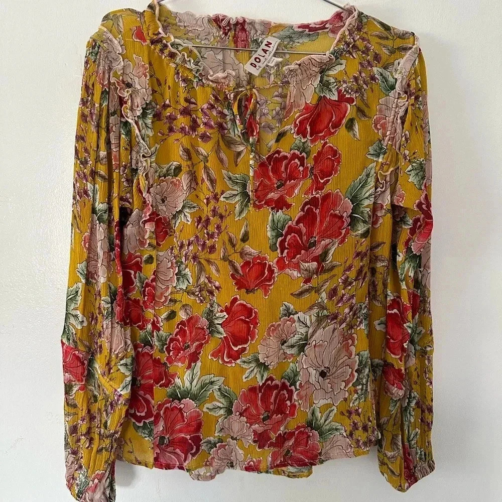 DOLAN Anthropologie Artemisia Silk Peasant Top - Picture 4 of 9